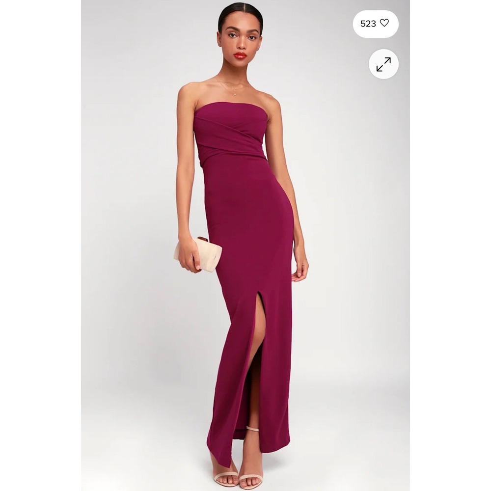 Lulus XL Own Night Berry Pink‎ Strapless Maxi Party Evening Dress Sophisticated